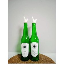 Teknocan Marketing Yağdanlık 2 Adet Cam Şişe Yağlık Sirkelik 750 ml Yeşil Cam
