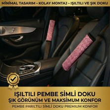 Valente Lusso Crystal-Line Serisi Işıltılı Araç Emniyet Kemeri Pedi - Kıyafet Koruyucu (Gümüş & Pembe Seçenekli 2'li Set)