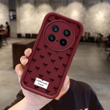 HONTINGA Vivo X200 Pro ile Uyumlu Kılıfı Düşüme Önleyici Basitlik Anti Düşme Kamera Korumali Fiyonk Bordo Desen Yumuşak Silikon Telefon Kılıfı Kadın ve Erkek Için Uygundur K2-7231