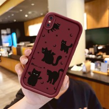 HONTINGA iPhone x ile Uyumlu Kılıfı Düşüme Önleyici Basitlik Anti Düşme Kamera Korumali Kedi Bordo Desen Yumuşak Silikon Telefon Kılıfı Kadın ve Erkek Için Uygundur K2-7214