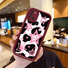 HONTINGA Samsung Galaxy A21S ile Uyumlu Kılıfı Düşüme Önleyici Basitlik Anti Düşme Kamera Korumali Kelebek Bordo Desen Yumuşak Silikon Telefon Kılıfı Kadın ve Erkek Için Uygundur K2-7232