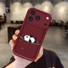 HONTINGA iPhone 17 Pro Max ile Uyumlu Kılıfı Düşüme Önleyici Basitlik Anti Düşme Kamera Korumali Panda Bordo Desen Yumuşak Silikon Telefon Kılıfı Kadın ve Erkek Için Uygundur K2-7223