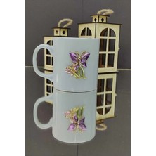 KirLinova Kelebek Detaylı Kupa Bardak - Gri