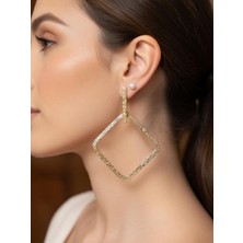 Anka Select Kadın Işıltılı Altın Kaplama Kabartma Dokulu Çivili Model Geometrik Küpe