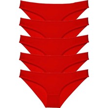 Al-Fil Teknoloji 5 Adet Süper Eko Set Likralı Kadın Slip Külot Kırmızı