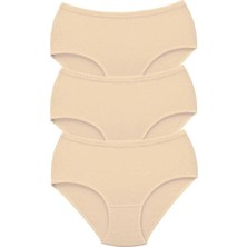 Al-Fil Teknoloji 3 Adet Tutku Kadın Yüksek Bel Bato Kalın Lastik Külot Ten