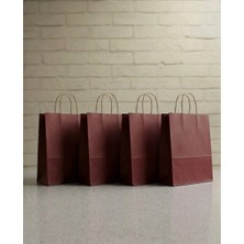 Aybaş Kağıtçılık 1.kalite 25X31 cm Büyük Boy ( 15 Adet ) Bordo Renkli Kraft Kağıt Çanta, Hediye Poşeti, Hediye Paketi