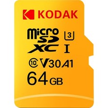 Kodak 64GB Uhs-I U3 V30 Micro Sd Kart + Adaptör (Sarı)
