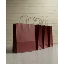 Aybaş Kağıtçılık 1.kalite 25X31 cm Büyük Boy ( 20 Adet ) Bordo Renkli Kraft Kağıt Çanta, Hediye Poşeti, Hediye Paketi