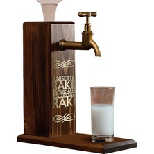 Teknocan Marketing Bk Özel Rakı Baskılı Musluklu Doğal Ahşap Içki Standı, Içki Çeşmesi, Doğum Günü Hediyesi, Ev Hediyesi, Içecek Dispenseri