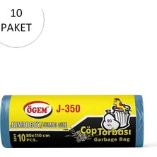 Al-Fil Teknoloji J-350 Jumbo Boy Çöp Torbası 80 x 110 cm 10 Lu Rulo x 10 Paket = 100 Adet (Mavi)