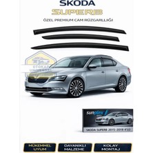 Skoda Superb 2015-2019 Cam Rüzgarlığı Takım 4'lü Takım Rüzgar Kesici, Yağmur Önleyici Uyumlu