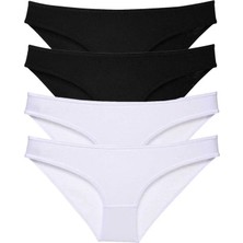 Al-Fil Teknoloji 4 Adet Eko Set Likralı Kadın Slip Külot Siyah Beyaz