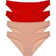 Al-Fil Teknoloji 4 Adet Eko Set Likralı Kadın Slip Külot Kırmızı Ten