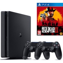Sony PS4 Slim 500 GB Oyun Konsolu + 2 PS4 Kol ile Sürükleyici Red Dead Redemption 2 Oyun Keyfi