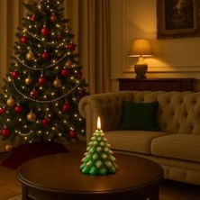 Teknocan Marketing Ağacı Şekilli Dekoratif Mum – El Yapımı Koku Yaymayan Yılbaşı Temalı Masa ve Ev Süsü Mum (Tekli)