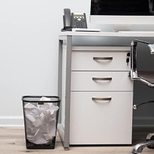 Teknocan Marketing Reader Mesh Çöp Kovası, Atık Kağıt Sepeti, Kare, Ofis, Metal Örgü, 9.8 "u x 9.8" G x 12.25" H, 4'lü Set, Siyah