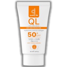 Teknocan Marketing Quality Life Ql Yüz Güneş Kremi 50+ Spf Hyaluronik Asit ve  50 ml Uva + Uvb Çok Yüksek Koruma