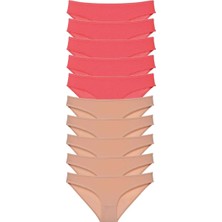 Al-Fil Teknoloji 10 Adet Süper Eko Set Likralı Kadın Slip Külot Fuşya Ten