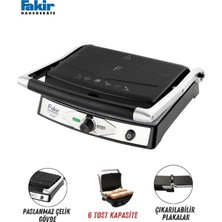 Fakir 2000 Watt Güç Çıkarılabilir Plakalı Izgara ve Tost Makinesi, Yanmaz Yapışmaz, Şık Tasarım, 180 Derece Açılabilir
