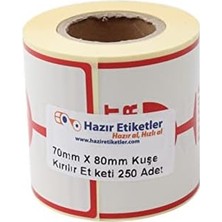 Teknocan Marketing Hazır Kırılır Etiketi, Fragile Label 70MM x 80MM Ruloda 250 Adet Koli Için Çıkartma Güvenlik Etiketi, Dikkat Kırılır Uyarı