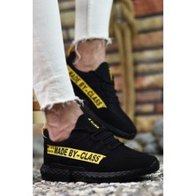 Riccon Siyah Sarı Erkek Sneaker Düz Tabanlı Ortapedik İç Taban ile Konforlu Kullanım