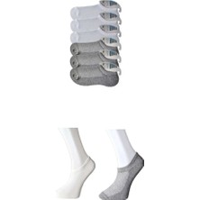 Al-Fil Teknoloji Gri ve Beyaz Erkek Görünmez Çorap 6 Çift