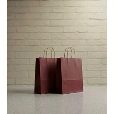 Aybaş Kağıtçılık 1.kalite 25X31 cm Büyük Boy ( 5 Adet ) Bordo Renkli Kraft Kağıt Çanta, Hediye Poşeti, Hediye Paketi