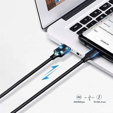 Teknocan Marketing 2.0 A Usb-A & Usb-C & Şarj ve Data Kablosu, 50 Santimetre, Siyah, 60115