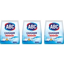 Abc Çamaşır Sodası 3 x 500 gr Beyazlar ve Renkliler İçin 50 Yıkama ile Ferah Koku