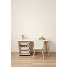 Pofitto Çocuk Masa Sandalye Takımı-3 Sepetli Çocuk Çalışma Masası Aktivite Masası Yaz-Sil Panda Sandalye