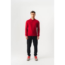 Piero Perla Polo Yaka Slim Fit Uzun Kollu Erkek Kırmızı T-Shirt