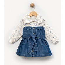 Overdo Kız Çocuk 1-4 Yaş Çiçek Desenli Kot Elbise