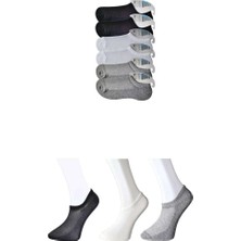 Al-Fil Teknoloji Siyah Gri ve Beyaz Erkek Görünmez Çorap 6 Çift