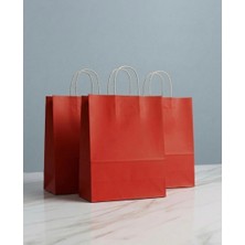 Aybaş Kağıtçılık 1.Kalite 25x31 Cm Büyük Boy ( 15 Adet ) Kırmızı Renkli Kraft Kağıt Çanta,Hediye Paketi, Hediye Poşeti