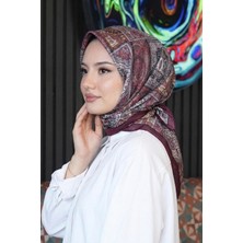 Afvente Etnik Desen Bordo Soft Pamuk Eşarp