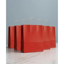 Aybaş Kağıtçılık 1.Kalite 25x31 Cm Büyük Boy ( 25 Adet ) Kırmızı Renkli Kraft Kağıt Çanta,Hediye Paketi, Hediye Poşeti