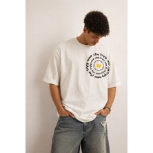 Tarz Cool Erkek Oversize Tişört Never Stop Trying Baskılı Salaş Kalıp