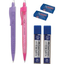 Faber-Castell Tri Click Versatil Kalem 0.7 mm 2'li Renkli Uç 0.7 mm ve Sınav Silgi 2'li Set
