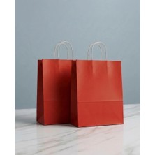 Aybaş Kağıtçılık 1.Kalite 25x31 Cm Büyük Boy ( 5 Adet ) Kırmızı Renkli Kraft Kağıt Çanta,Hediye Paketi, Hediye Poşeti