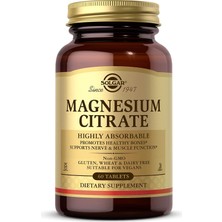 Solgar Magnesium Citrate 60 Tablet Yüksek Emilim Özelliği ile Sağlıklı Kemikler Destekler