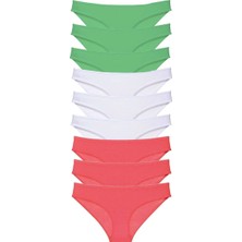 Al-Fil Teknoloji 9 Adet Süper Eko Set Likralı Kadın Slip Külot Yeşil Beyaz Fuşya