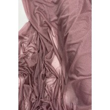 Al-Fil Teknoloji Yağmur Damlası Simli Abiye Elbise Şallık Tül Kumaş Koyu Gül Kurusu 36