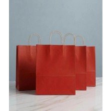 Aybaş Kağıtçılık 1.Kalite 25x31 Cm Büyük Boy ( 20 Adet ) Kırmızı Renkli Kraft Kağıt Çanta,Hediye Paketi, Hediye Poşeti