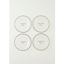 Bella Maison Cam Pasta Tabağı 19 cm Daily Reminder Desenli Şeffaf Modern Tasarım 4'lü Set