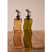 Bella Maison Wavy 2'li Yağlık Sirkelik Seti Cam Amber-Yeşil 250 Cc Ergonomik Kullanım ve Kolay Temizlenebilir
