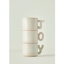 Bella Maison Joy Stoneware Yılbaşı 3'lü Kupa Seti Krem (390 cc)