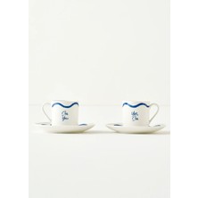 Marine Porselen 2'li Kahve Fincanı Seti Mavi (90 Cc)