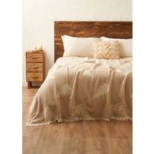 Amaya Pamuklu Çift Kişilik Yatak Örtüsü Bej (200X220 Cm)