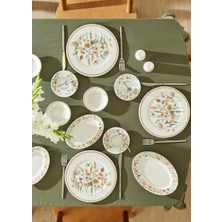 Bella Maison Flores Porselen 26 Parça 6 Kişilik Kahvaltı Takımı Çiçek Desenli Renkli Elips Tabaklar